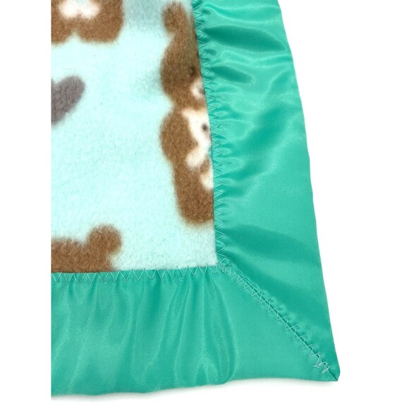 Teddy Bear Plush Large Lovey Soft Fleece Security Blanket Satin Trimmed Teal - Picture 14 of 16